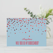 Red Glitzer Werden Sie meine Brautjungfrau? Einladung (Stehend Vorderseite)