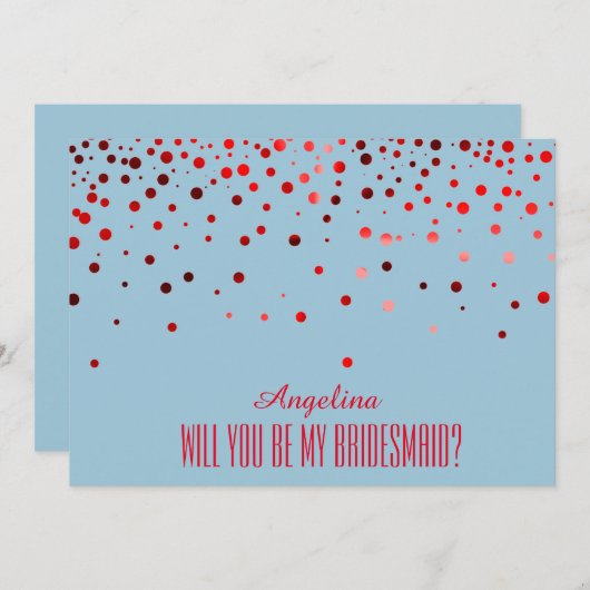 Red Glitzer Werden Sie meine Brautjungfrau? Einladung (Vorne/Hinten)