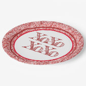 Red Glitzer XOXO Pappteller (Schrägansicht)