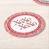 Red Glitzer XOXO Runder Pappuntersetzer (Angewinkelt)
