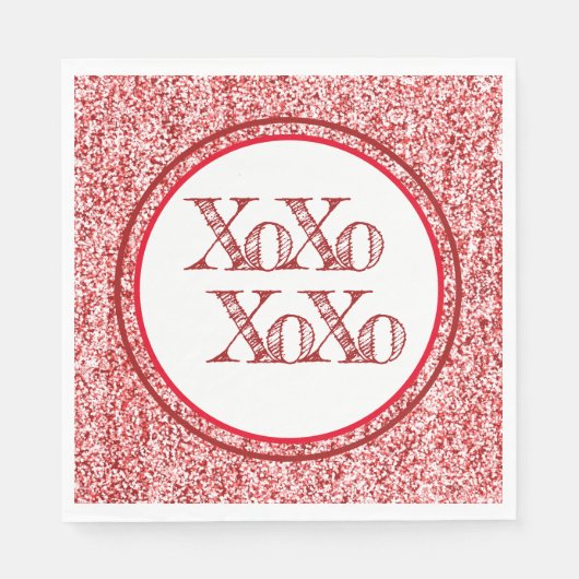 Red Glitzer XOXO Serviette (Vorderseite)