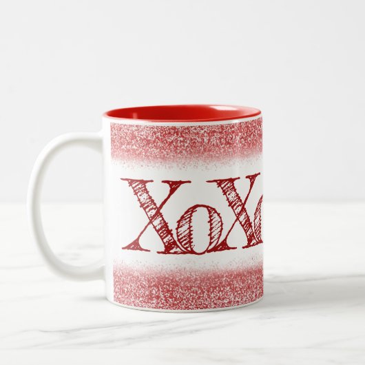 Red Glitzer XOXO Zweifarbige Tasse (Links)