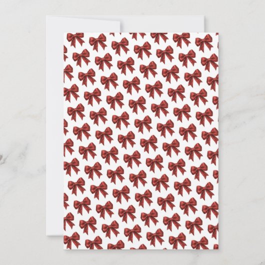 Red Glitzern Coquette Bow Weihnachten Save the Dat Einladung (Rückseite)