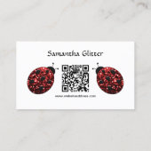 Red Glitzern Ladybug Custom QR Code White Visitenkarte (Rückseite)