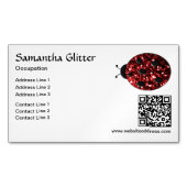 Red Glitzern Ladybug QR-Code weiß Benutzerdefinier Magnetische Visitenkarte (Vorderseite)
