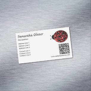Red Glitzern Ladybug QR-Code weiß Benutzerdefinier Magnetische Visitenkarte