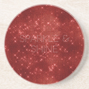 Red Glitzy Chic Glam Sparkle Getränkeuntersetzer