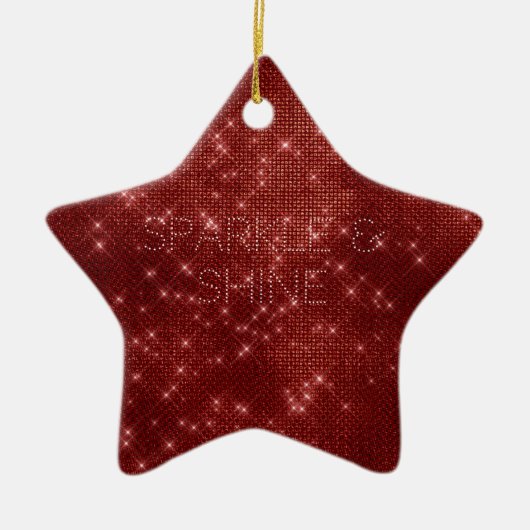 Red Glitzy Chic Glam Sparkle Keramik Ornament (Vorne)