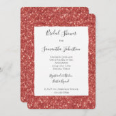 Red Glitzy Glitter Sparkle Bridal Shower Einladung (Vorne/Hinten)