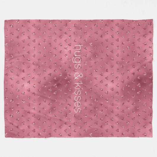Red Glitzy Glitzer Hearts Fleecedecke (Vorderseite (Horizontal))