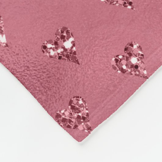 Red Glitzy Glitzer Hearts Fleecedecke (Ecke)