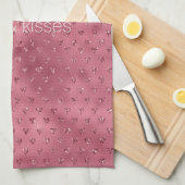 Red Glitzy Glitzer Hearts Geschirrtuch (Viertel Falte)