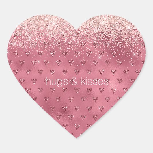 Red Glitzy Glitzer Hearts Herz-Aufkleber (Vorderseite)