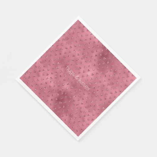 Red Glitzy Glitzer Hearts Serviette (Ecke)