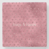 Red Glitzy Glitzer Hearts Steinuntersetzer (Vorderseite)