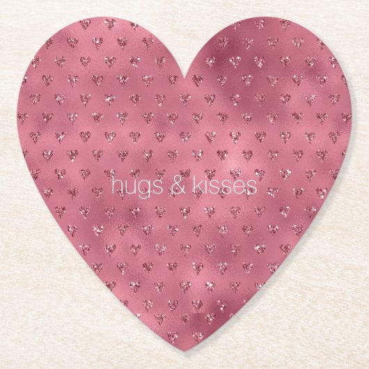 Red Glitzy Glitzer Hearts Untersetzer (Vorderseite)