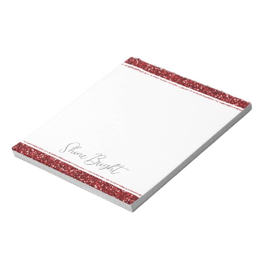 Red Glitzy Glitzer Sparkle Notizblock (Rotiert)