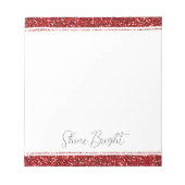 Red Glitzy Glitzer Sparkle Notizblock (Vorderseite)