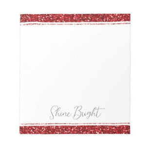 Red Glitzy Glitzer Sparkle Notizblock