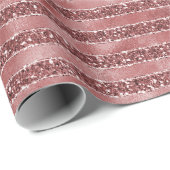 Red Glitzy Glitzer Stripes Geschenkpapier (Rolleneckpunkt)