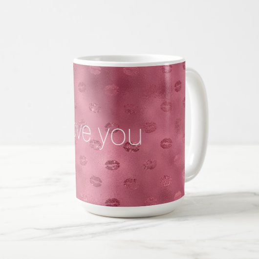 Red Glitzy Lips Liebe Kaffeetasse (VorderseiteRechts)