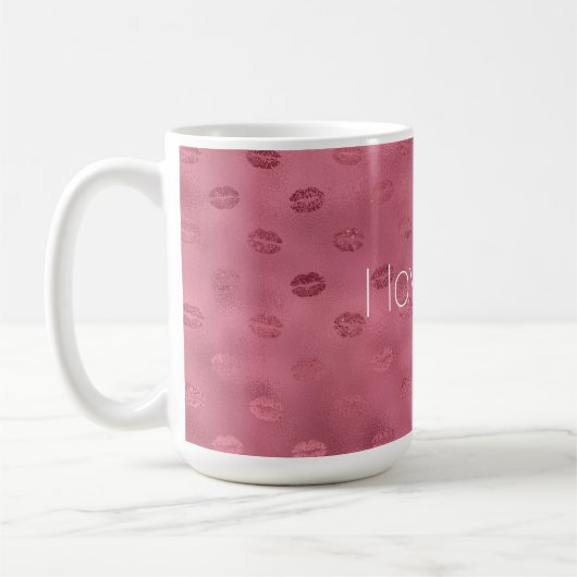 Red Glitzy Lips Liebe Kaffeetasse (Links)
