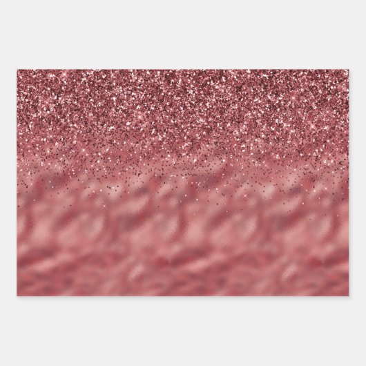 Red Glitzy Sparkle Glitzer Streifen Geschenkpapier Set (Vorderseite 3)