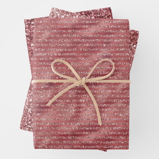 Red Glitzy Sparkle Glitzer Streifen Geschenkpapier Set (Beispiel)