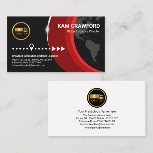 Red Global Layers Silver Horizon Import Export Visitenkarte (Vorne/Hinten)