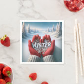 Red Gloves With Winter Text Serviette (Beispiel)