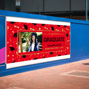 Red Glückwunschs Graduate Custom Foto Abschluss Banner