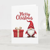 Red Gnome Christmas Card Karte (Vorderseite)