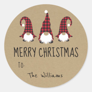 Red Gnome Frohe Weihnachtsaufkleber Runder Aufkleber