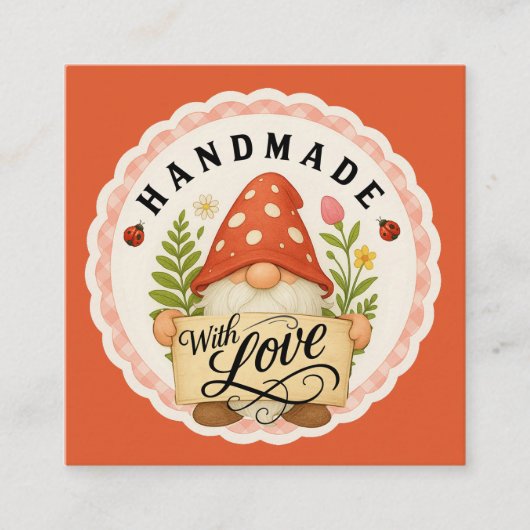 Red Gnome Handmade With Love Small Business Begleitkarte (Vorderseite)