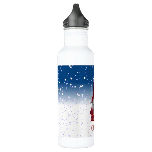 Red Gnome on Snow Edelstahlflasche (Links)