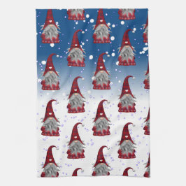 Red Gnome Pattern Geschirrtuch