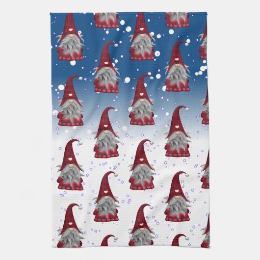 Red Gnome Pattern Geschirrtuch (Vertikal)