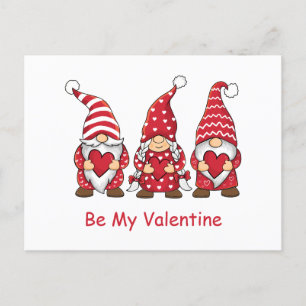 Red Gnomes Hearts Trendy Kids Teachers Valentine's Feiertagspostkarte