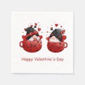 Red Gnomes Niedlich Whimsical Adorable Valentinsta Serviette (Vorderseite)