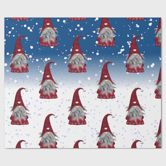 Red Gnomes Pattern Geschenkpapier (Flach)