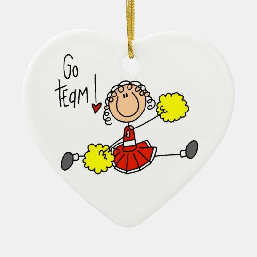 Red Go Team Cheerleader Keramik Ornament (Vorne)