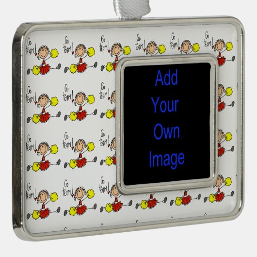 Red Go Team Cheerleader Rahmen-Ornament Silber (Rechts)