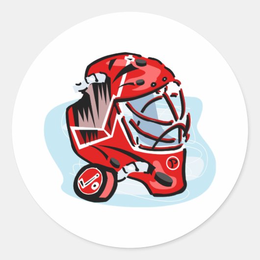 Red Goalie Mask Runder Aufkleber (Vorderseite)