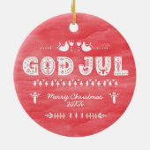 Red God Jul Swedish Christmas Keramik Ornament (Hinten)
