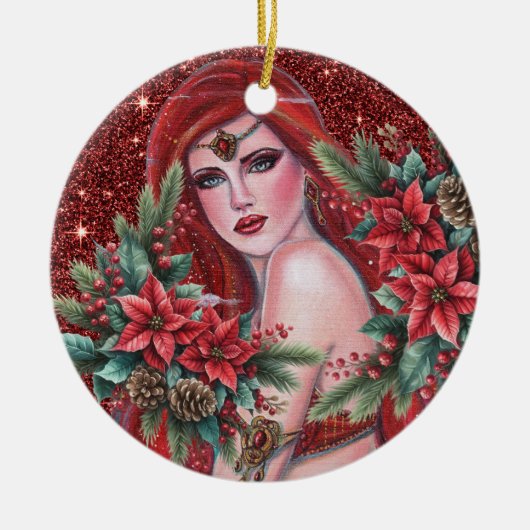 Red goddess Christmas  Keramik Ornament (Vorne)
