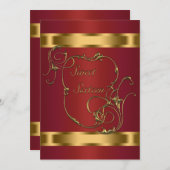 Red Gold 16 . Geburtstag Geburtstagsfeier Einladung (Vorne/Hinten)