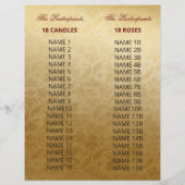 Red Gold 18 Kerzen und Rose Zeremonie Programm (Rückseite)