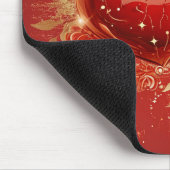 Red & Gold 3-D-Herz-Design Mousepad (Ecke)