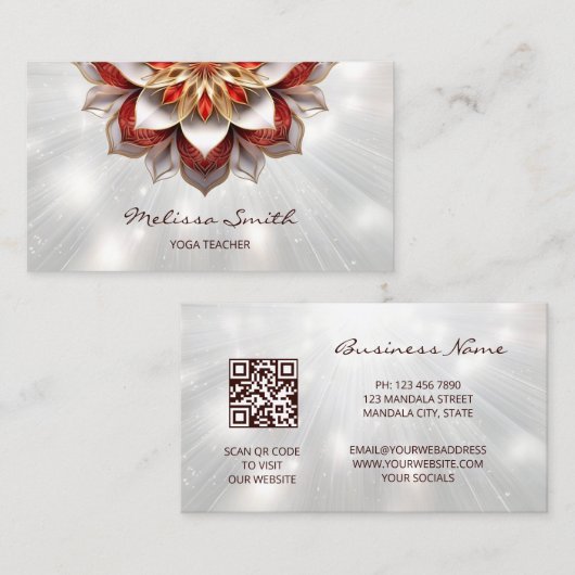 Red Gold 3D Mandala Visitenkarte (Vorne/Hinten)