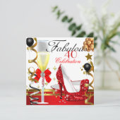 Red Gold 40 & Fabulous 40. Geburtstag Party Einladung (Stehend Vorderseite)